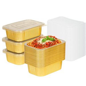 650ml/23oz 16*11cm Disposable Airtight <b>Foil</b> Lunch Box Gold Empty Aluminum <b>Foil</b> <b>Container</b> With Lid - Product Image 2