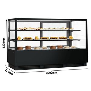 Vitrine réfrigérée et présentoir à gâteaux GGM Gastro - 2000 mm - Double vitrage - avec 2 étagères - Product Image 2