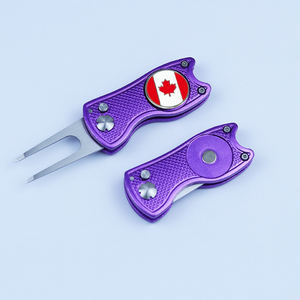 Оптовая продажа с завода: складной инструмент для гольфа (дивот-тёр, пик-форк) из железа и цинкового сплава, 25 мм, с маркером для мячей, с возможностью нанесения логотипа OEM на заказ - Product Image 3