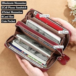 <span class=keywords><strong>Portafoglio</strong></span> Vintage con Protezione RFID per <span class=keywords><strong>Donna</strong></span> in Vera Pelle con Chiusura a Cerniera Blocco RFID <span class=keywords><strong>Portafoglio</strong></span> Lungo con Cinturino da Polso Staccabile (<span class=keywords><strong>Rosso</strong></span>) - Product Image 2