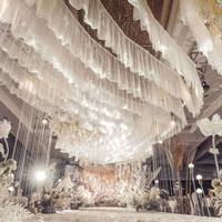 Perlengkapan Dekorasi Langit-langit LED AC Gauze untuk Pernikahan, Aula Pernikahan, Tata Letak Panggung Hotel Cloud Top, Atap Mengambang, Kain Dekoratif Modern