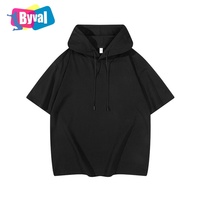 Byval Direct T-Shirt À Capuche Respirant 100% Coton Tricot Tissu Casual Coupe Ample 240gsm Court Longueur Numérique Avec Détendu