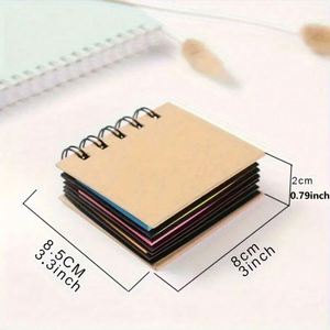 1 unidad de bloc de notas fluorescente con pestañas adhesivas, mini cuaderno espiral de 5 colores, bonito bloc de notas para estudiantes - Product Image 4