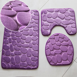 Thấm 3 Mảnh Bộ Nhớ Bọt Tắm Mat Đặt Không Trượt 3D Nổi Pebble Đầu Mô Hình Chống Trượt Phòng Tắm Sàn Mat Nhà Vệ Sinh Thảm - Product Image 1