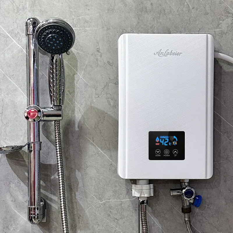 เครื่องทําน้ําอุ่นไฟฟ้า Tankless ทั้งบ้านพร้อมระบบควบคุมแบบสัมผัสตัวเรือนพลาสติกขายส่งเครื่องทําน้ําอุ่น Tankless ไฟฟ้า