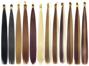 Extensions de cheveux synthétiques lisses et soyeuses, 22 pouces, mèches brutes pré-étirées, couleur brun blond, pour tresses - Product Image 4