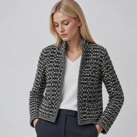 Pull cardigan en maille à col montant en mélange de cachemire et de laine, style mode de Noël