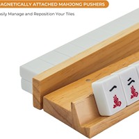 Support de rangement pour tuiles de mahjong en bois de pin avec barre de poussée - Organisateur multi-usages pour table de mahjong, conception personnalisée en gros
