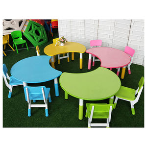 ราคาโรงงาน ขายส่ง โต๊ะเด็ก เฟอร์นิเจอร์โรงเรียนอนุบาล สีขาวรุ้ง 10 กก. โต๊ะกลีบดอกไม้แบบขยายได้ - Product Image 4