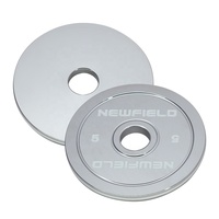 Plaques de poids métalliques électroplaquées de qualité supérieure 5 kg pour entraînement en salle de sport, durables, chromées, pour barre de 2 pouces, traitement givré