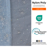 Tissu en filet 100 % polyester bleu 25 g/m² respirant et léger de 1 mm pour robes de soirée et robes à paillettes, tissu en tulle, tissu en dentelle