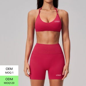 Set Estivo da <span class=keywords><strong>Donna</strong></span> Personalizzato in 2 Pezzi: Pantaloncini da Yoga e Top Traspirante per Fitness ed Esercizio con Chiusura Elastica in Vita - Product Image 4