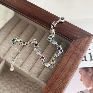 Yinruitai S925 Sterling Silver <b>Rainbow</b> Zirconia <b>Bracelet</b> Geometric Design Everyday Wear - Product Image 2