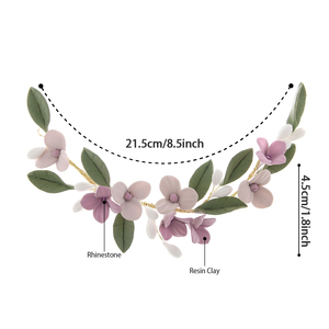Couronne <span class=keywords><strong>de</strong></span> fleurs <span class=keywords><strong>de</strong></span> mariée semi-couronne style bohème faite à la main en pâte polymère, guirlande florale pour coiffure <span class=keywords><strong>de</strong></span> <span class=keywords><strong>mariage</strong></span> - Product Image 6