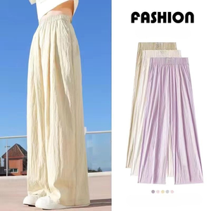 Pantaloni larghi estivi Casual da donna a vita alta con tasche a gamba larga pantaloni di <span class=keywords><strong>lino</strong></span> di cotone - Product Image 5