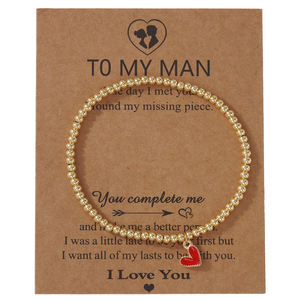 Go2boho Gold Beaded Heart Bracelet Women Love Charm Elastic Bracelet Minimalist Jewelry Gift <strong>for</strong> <strong>Boyfriend</strong> Anniversary <strong>Valentine</strong> - Product Image 1