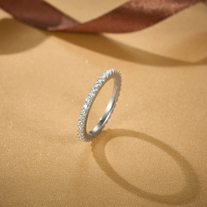 No Tariffs 925 Sterling <strong>Silver</strong> Moissanite Pave <strong>Eternity</strong> <strong>Ring</strong> GRA Certified VVS Moissanite Wedding <strong>Rings</strong> for Women Men - Product Image 3