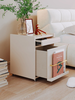 Mesita de Noche Móvil Creativa, Gabinete Lateral de Sofá de Lujo y Alta Gama, Gabinete Pequeño de Almacenamiento para Dormitorio Estilo Crema