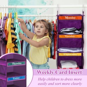 Organizer Lemari Gantung Anak untuk Pakaian Anak-anak Berdasarkan Hari dalam Seminggu, Organizer Kubus Gantung untuk Aktivitas Sehari-hari - Product Image 4