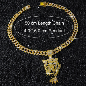New Simple Personalization Design Shine Alloy Leopard Head <b>Animal</b> Pendant Necklace Hiphop Mens Necklace Wholesale Jewelry Trendy - Product Image 5