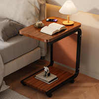 Table basse mobile à roulettes, mini table carrée, table d'appoint, table d'ordinateur, table de chevet, étagère de chevet, étagère de rangement