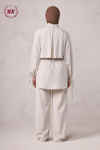 Conjunto Musulmán de Dos Piezas 2026, Camisa con Mangas Farol y Pantalones con Cinturón, Ropa Islámica Modesta para Eid y Ramadán, Baju Kurung Moderno, Malasia, Dubái - Product Image 3