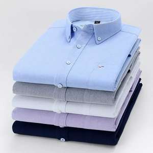 Camisas de Vestir Formales de Diseñador para Hombre <span class=keywords><strong>AOSHI</strong></span>, 100% Algodón, Manga Tres Cuartos, Cuello Mao, Antiarrugas y Transpirables - Product Image 4