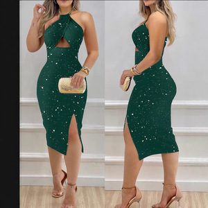 Abito <span class=keywords><strong>midi</strong></span> sexy in poliestere con scollo all'americana e cut-out, modello <span class=keywords><strong>aderente</strong></span>, per l'estate 2025 – Collezione AliExpress Wish per i bestseller di moda femminile - Product Image 4