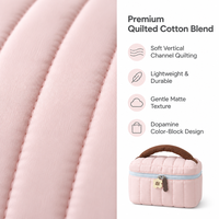 Pochette de maquillage matelassée avec logo personnalisé, pour femmes, à compartiments verticaux, couleur vive, grande capacité, pour voyages, organisateur de maquillage multi-usages