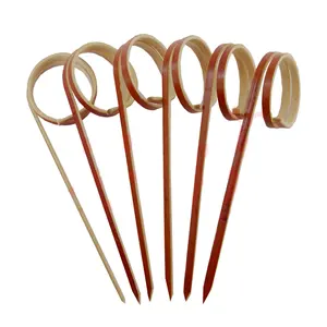 100% Natuurlijke Hight Kwaliteit China Product Bamboe Twist Knoop Picks Wegwerp Bamboe Knoop Spiesjes