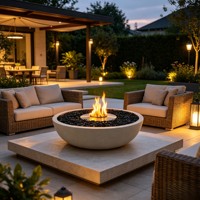 Cheminée extérieure au bioéthanol haut de gamme VALSE, flamme artistique, ornement idéal pour les fêtes en plein air et l'aménagement de jardins