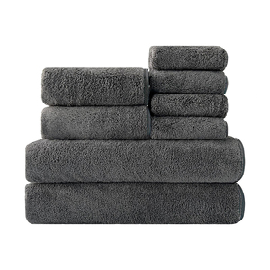 Matériau personnalisé débarbouillettes en microfibre femmes luxe Jacquard côtelé grand 100 coton <span class=keywords><strong>bain</strong></span> Spa serviette <span class=keywords><strong>de</strong></span> cheveux - Product Image 3