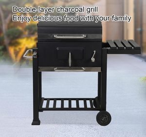 Parrilla de Carbón para Exteriores con Ruedas, de Hierro Fundido, con Mesa Lateral, L113.5*W65.5*H107cm - Product Image 3