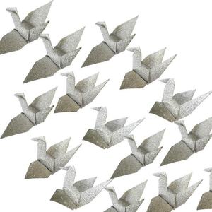 Japanische Liebevolle Glitzer-Silber Origami-Kraniche Mobile Girlande 100 Stück Handgefertigte Gefaltete Papierkunst für Hochzeit Party Feiertag - Product Image 5