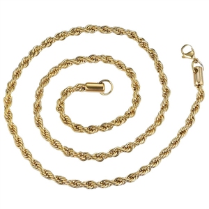 Cinturón <span class=keywords><strong>de</strong></span> cuero vaquero <span class=keywords><strong>de</strong></span> moda para mujer con cadena retorcida y eslabones cubanos, collar estilo urbano chapado en oro al vacío - Product Image 5