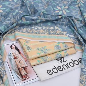 ชุดสัลวาร์ คามีซ ผ้าลอนพิมพ์ลายดิจิทัลแบบยังไม่เย็บติดกัน 3 ชิ้น ของ Edenrobe ชุดลำลองแบบดั้งเดิมสำหรับผู้หญิง ใส่สบายในฤดูร้อน ทรงปกติ ลายดอกไม้ - Product Image 4