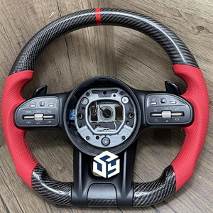 Volant en cuir rouge et fibre de carbone forgée pour Mercedes Benz W204 W205 W211 W213 W212 W222 EQA E550 G63 C63 AMG <span class=keywords><strong>GT</strong></span> - Product Image 1
