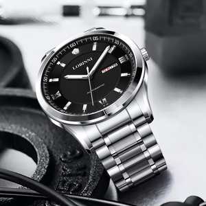 Relojes Automáticos para Hombre con Logotipo Personalizado, Diseño de Esfera con Fecha, Correa de Acero Inoxidable de Lujo, Luminosos, Resistentes al Agua - Product Image 4