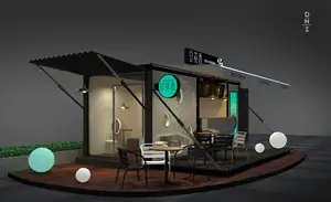डिजाइन No.10 वाणिज्यिक पूर्वनिर्मित कंटेनर कैफे की दुकान कैफे कंटेनर घर 40ft