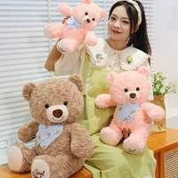 Nouvelle Peluche Ours Mignonne en Forme d'Écharpe pour Couple, Coussin Confortable en Coton PP Lavé, Polyester Ultra Doux, ODM pour Anniversaire