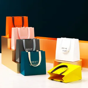 사용자 정의 인쇄 로고 매트 마무리 핑크 로그 랭 리본 유명 브랜드 핸들 종이 쇼핑 포켓 가방
