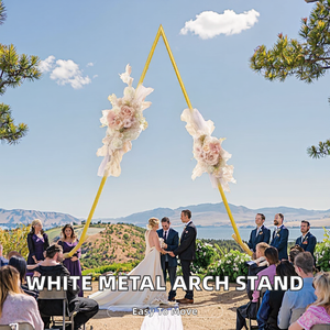 Arche de toile de fond triangulaire en métal blanc FL PS1842, 7,8 pi x 10 pi, durable et portable, pour mariages, anniversaires, fêtes, fleurs (CN/GUA) - Product Image 2