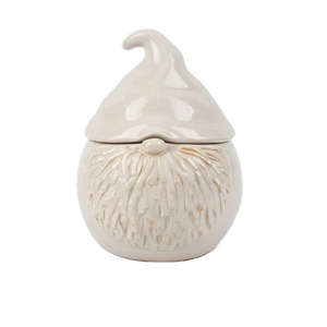 Tarro de cerámica para velas con tapa, diseño de gnomos, hecho a mano, contenedor decorativo navideño para hacer velas y decoración del hogar - Product Image 1