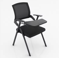 Chaise de formation avec accoudoirs pliables réglables en plastique maillé pour salle de conférence, réunion, étude, écriture, tablette