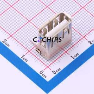 AF 90° ZJDG JB USB Connector Bent Lead Through Hole Connector Type-A USB 2.0 Female Right Angle Insert - Product Image 1