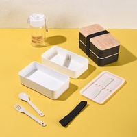 Vente en gros de boîtes à lunch double couche sans BPA avec cuillère, fourchette, couteau, sacs pour bouteilles d'eau