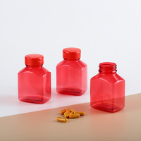 150cc Carré PET Rouge Pilules Bouteilles Médical Capsule Bouteille