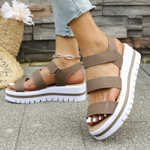 Women Summer Thick-Soled Wedge <b>Sandals</b> Large European and American Beach <b>Sandals</b> Platform Roman <b>Sandals</b> - Product Image 2