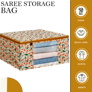 Housse de Saree de Travail Orange Patti Saree pour Femmes Prix de Gros Sac de Rangement Saree Transparent de Haute Qualité - Product Image 4