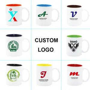 Manufacturer Full Wrap Print Custom Logo Luxury White Sublimation 11oz Ceramic Porcelain Material Gift Souvenir Mugs